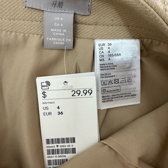 NWT H&M Tan Mini Skirt Women’s Size 4 Fall Silver Buckle - Picture 6 of 10